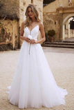 Bohemian Wedding Dresses Beach With Lace Appliques Spaghetti Strap Wedding Gowns