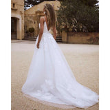 Bohemian Wedding Dresses Beach With Lace Appliques Spaghetti Strap Wedding Gowns Rjerdress