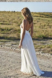 Boho Spaghetti Straps Beach Wedding Dresses Sexy Open Backs Lace White Wedding Gown Rjerdress