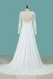 Bridal Dresses A Line Scoop Long Sleeves Chiffon With Applique Rjerdress