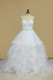 Bridal Dresses A Line Sweetheart Ruffled Bodice With Beads Organza