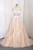 Bridal Dresses A Line Tulle Sweetheart With Applique Court Train Rjerdress