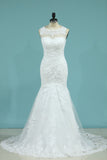 Bridal Dresses Mermaid Scoop Sweep Train Tulle With Applique