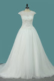 Bridal Dresses Scoop A Line Organza With Applique And Beads