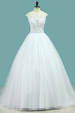 Bridal Dresses Scoop Tulle With Applique A Line Court Train Rjerdress