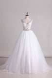 Bridal Dresses Straps With Applique And Beads Tulle A Line