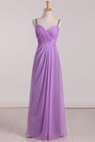 Bridesmaid Dresses A Line Spaghetti Straps With Ruffles Organza Rjerdress