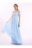 Bridesmaid Dresses Off The Shoulder A Line Chiffon Floor Length With Ruffles