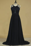 Bridesmaid Dresses Scoop A Line Chiffon With Slit Open Back Rjerdress