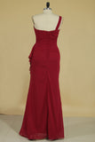 Bridesmaid Dresses Sheath One Shoulder Chiffon With Beads Floor Length Rjerdress
