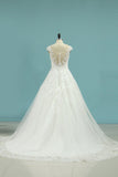 Cap Sleeve Bridal Dresses A Line Tulle With Applique Rjerdress