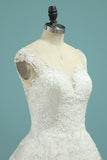 Cap Sleeve Bridal Dresses A Line Tulle With Applique Rjerdress