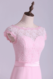 Cap Sleeve Chiffon & Lace Bridesmaid Dresses A-Line Floor-Length New Rjerdress