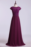 Cap Sleeve Chiffon & Lace Bridesmaid Dresses A-Line Floor-Length Rjerdress