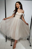 Champagn A Line Off The Shoulder Sweetheart Tulle Homecoming Dress Rjerdress