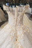 Champagne Wedding Gown Off The Shoulder Satin And Lace Royal Train Rjerdress