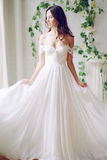 Charming A-Line Long Appliques Wedding Dresses Rjerdress