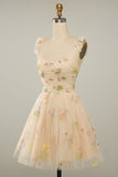 Charming A-Line Tulle Floral Appliques Sweetheart Short Homecoming Dress Rjerdress