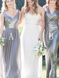 Charming A-line Spaghetti Straps V-Neck Chiffon Sleeveless Bridesmaid Dresses Rjerdress