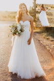 Charming Ivory Lace Tulle Open Back Sweetheart Wedding Dresses Rjerdress