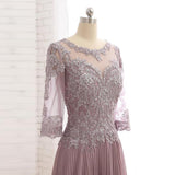 Charming  Lace Jewel Neck 3/4 Sleeves Mother of the Bride Dresses With Appliqued Rjerdress