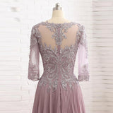 Charming  Lace Jewel Neck 3/4 Sleeves Mother of the Bride Dresses With Appliqued Rjerdress