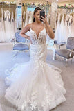 Charming Long Mermaid Spaghetti Straps Wedding Dresses Bride Dress