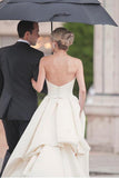 Charming Open Back Strapless Simple Elegant Long Wedding Dresses Wedding Gowns Rjerdress