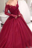 Charming Prom Dress Long Prom Dress Gowns Long Sleeve Tulle Evening Dress Women Dress RJS844