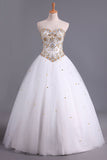Charming Quinceanera Dresses Sweetheart A Line Floor Length With Beads Ivory Rjerdress