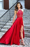 Charming Red Backless Prom Dress With Spilt
