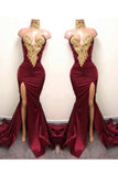 Charming Red V-Neck Sexy Satin Prom Dresses Rjerdress