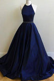 Charming Sexy Simple Halter Navy Blue Sleeveless Ball Gowns Prom Dresses RJS771 Rjerdress