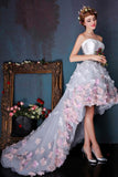 Charming Sweetheart Flowers Strapless Tulle Asymmetry Prom Dresses Wedding Dresses RJS259 Rjerdress