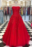 Cheap Red Long Prom Dresses Lace Applique Military Ball Gown Formal Dress RJS424 Rjerdress