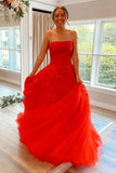 Cheap Red Long Prom Dresses Lace Applique Military Ball Gown Formal Dress RJS424