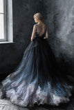 Chic A-Line Scoop Black Appliques Sweetheart Tulle Evening Dresses Prom Dresses UK RJS266 Rjerdress