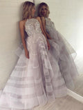 Chic A-Line Scoop Tulle Sparkly Beading Ball Gown Asymmetrical Backless Prom Dresses RJS302 Rjerdress