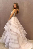 Chic A-Line Scoop Tulle Sparkly Beading Ball Gown Asymmetrical Backless Prom Dresses RJS302 Rjerdress