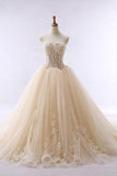 Chic Ball Gowns Strapless Sweetheart Tulle Lace up Modest Cheap Lace Long Prom Dresses RJS326