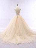 Chic Ball Gowns Strapless Sweetheart Tulle Lace up Modest Cheap Lace Long Prom Dresses RJS326 Rjerdress