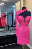 Chic Bodycon One Shoulder Short Sequin Homecoming Dresses RJS938 Rjerdress
