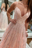 Chic Spaghetti Straps Lace Tulle Long Prom Dresses Evening Dress With Lace Applique P1138 Rjerdress