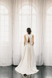 Chic Two Pieces Satin Ivory High Neck High Low Wedding Dresses With Pockets Rjerdress