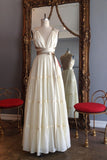 Chic V Neck Spaghetti Straps Chiffon Criss Cross Long Wedding Dresses Cheap Prom Dresses W1103 Rjerdress