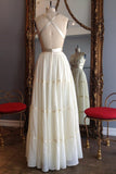 Chic V Neck Spaghetti Straps Chiffon Criss Cross Long Wedding Dresses Cheap Prom Dresses W1103 Rjerdress