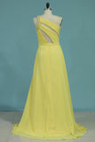 Chiffon A Line One Shoulder With Ruffles And Beads Party Dresses Rjerdress