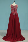 Chiffon A Line Party Dress Scoop Beaded Bodice Sweep/Brush Train Rjerdress