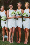 Chiffon Bridesmaid Dresses Sheath Scoop With Ruffles Short/Mini Rjerdress