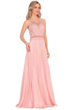 Chiffon Halter Open Back Formal Dresses With Beads And Embroidery A Line Rjerdress